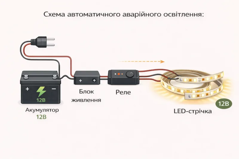 Автоматична система аварійного освітлення - схема