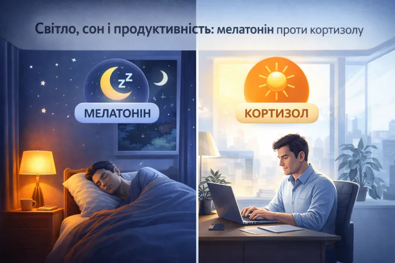 Ілюстрація мелатонін проти кортизолу