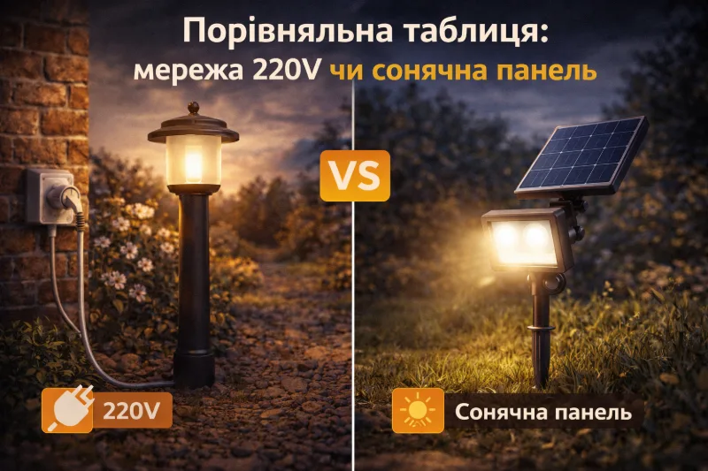 Порівняння джерел освітлення на вулиці