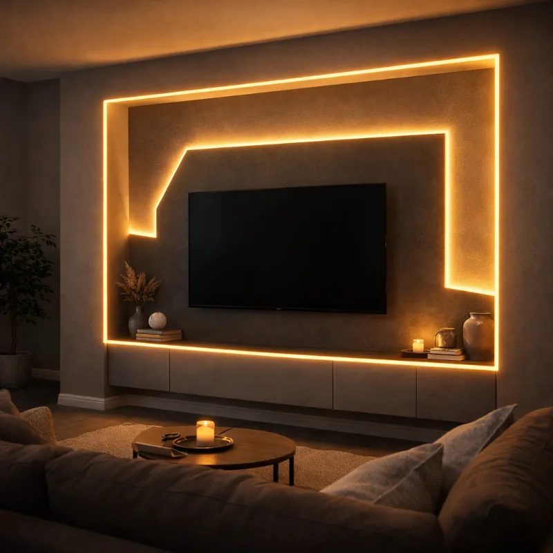 Сучасна вітальня з неоновими акцентами