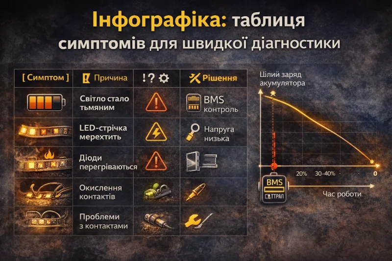 Інфографіка: таблиця симптомів для швидкої діагностики