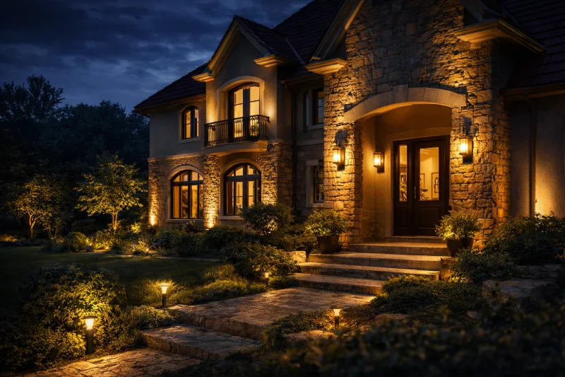 Затишний вечірній будинок з садом