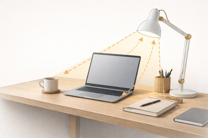 Схема правильного розташування настільної лампи біля робочого столу