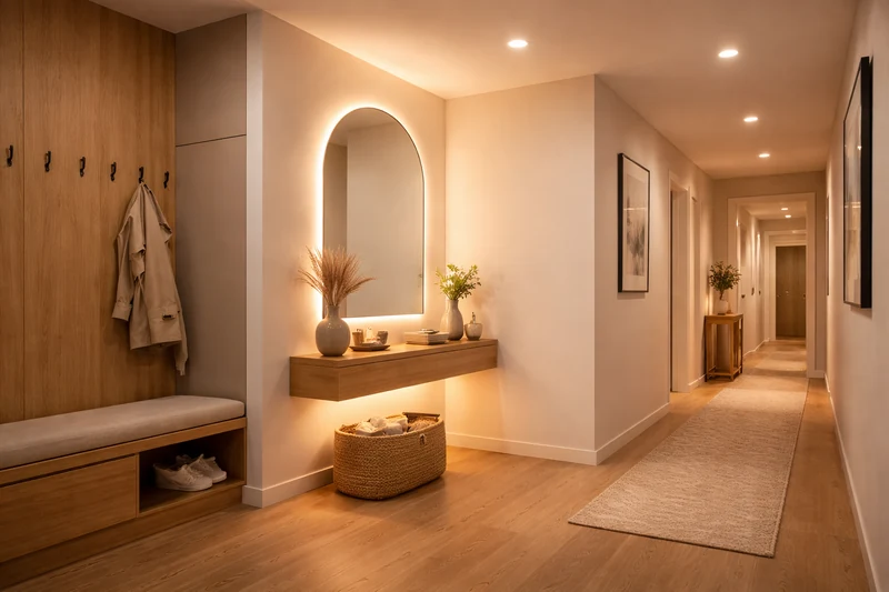 Освітлення передпокою та коридору з продуманим багаторівневим світлом