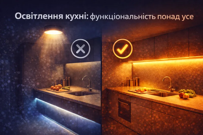 Освітлення кухні порівняння варіантів